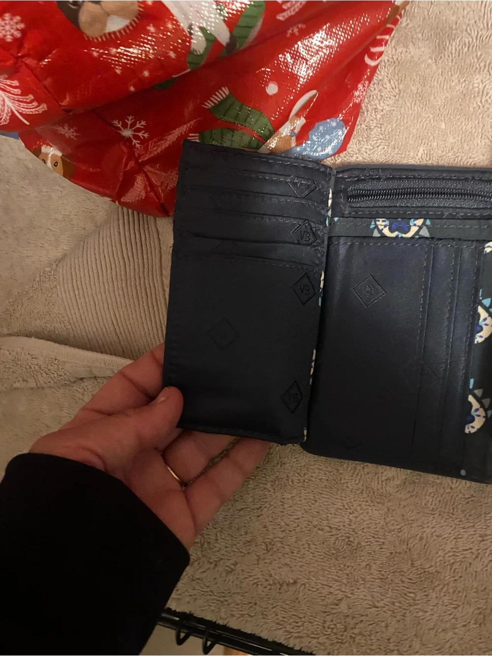 Vera Bradley Quilted Floral Trifold Wallet - Navy Multi Floral - Picture 3 of 6